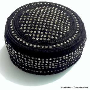 Sindhi Nagina Chand Tara Cap / Topi (Hand Made) MK#11-7 Black White Full